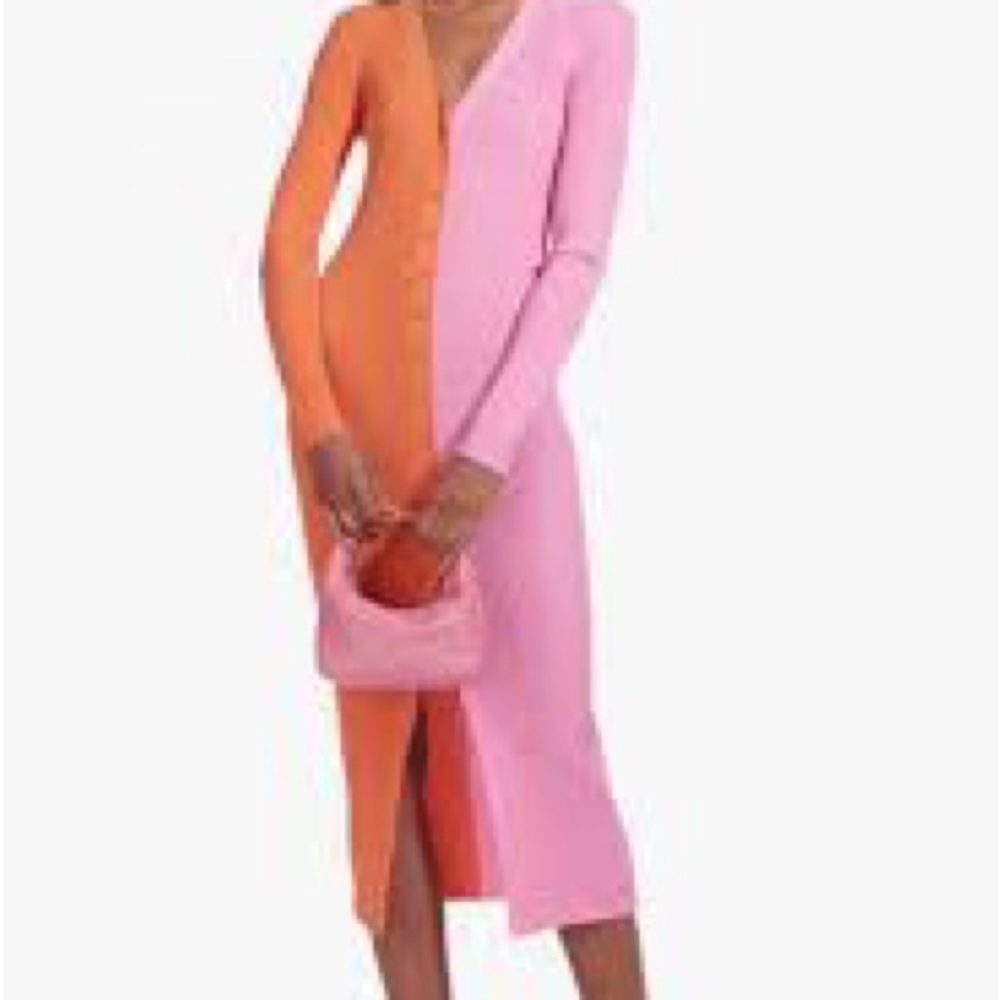 STAUD Shoko Colorblock Sweater Dress Midi Dress, size small